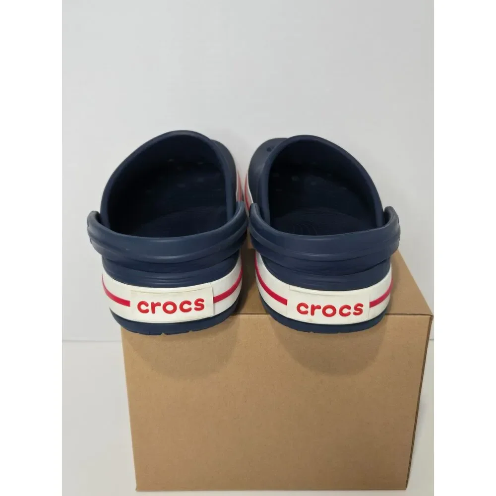 Crocs Crocband Navy Blue Red White Clogs | Unisex Men's 7 Women's 9